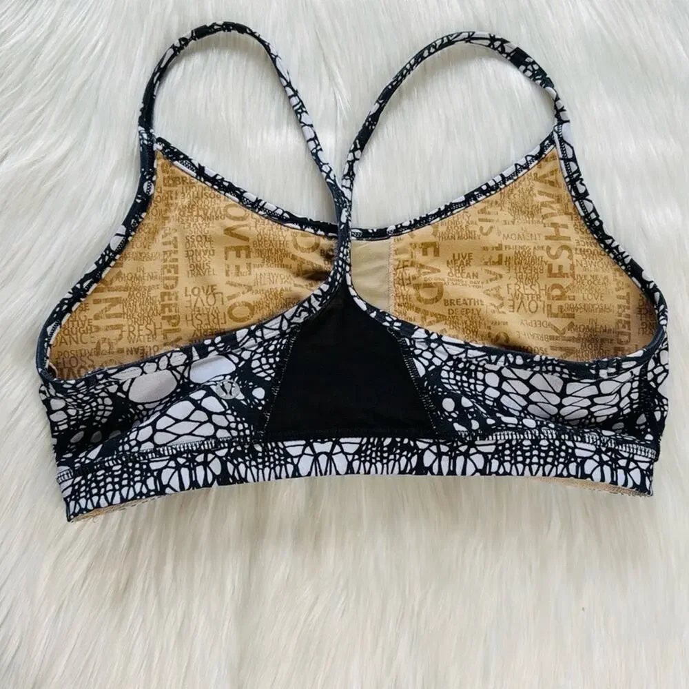 Lululemon Glacier Lace Black and White Flow Y Bra